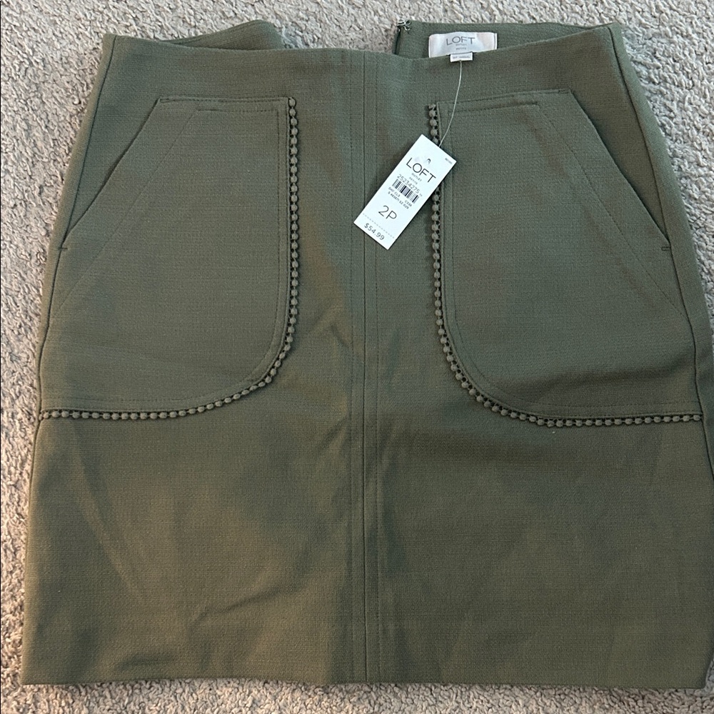 LOFT Olive Pencil Skirt with Pocket Detail